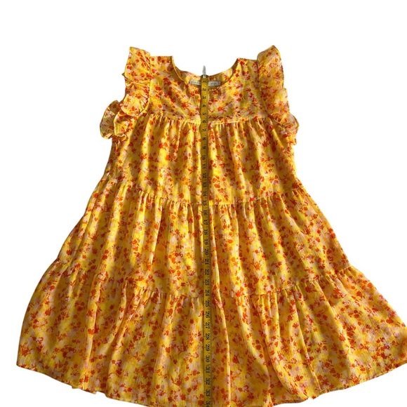 Marie Oliver Sailor Dress, Yellow Floral. Looks NEW! Ruffle  cap sleeves. - Picture 12 of 13